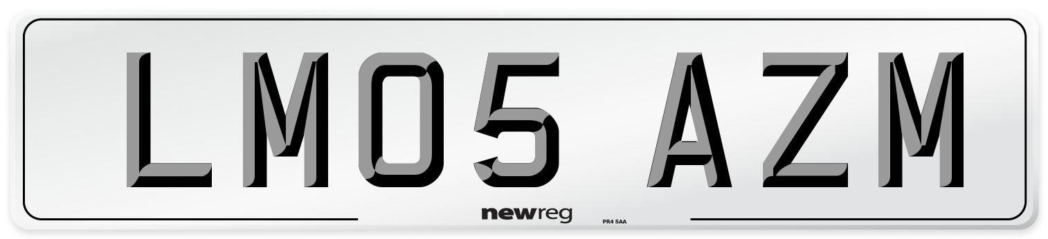 LM05 AZM Number Plate from New Reg
